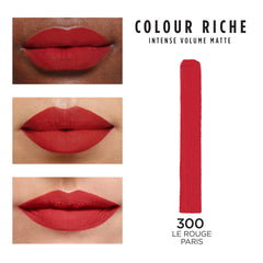 L'Oreal Paris Colour Riche Intense Volume Matte Lipstick close-up with hyaluronic acid for plump comfort.