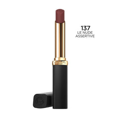 Swatches of Le Nude Assertive show versatile shade for multiple skin tones.