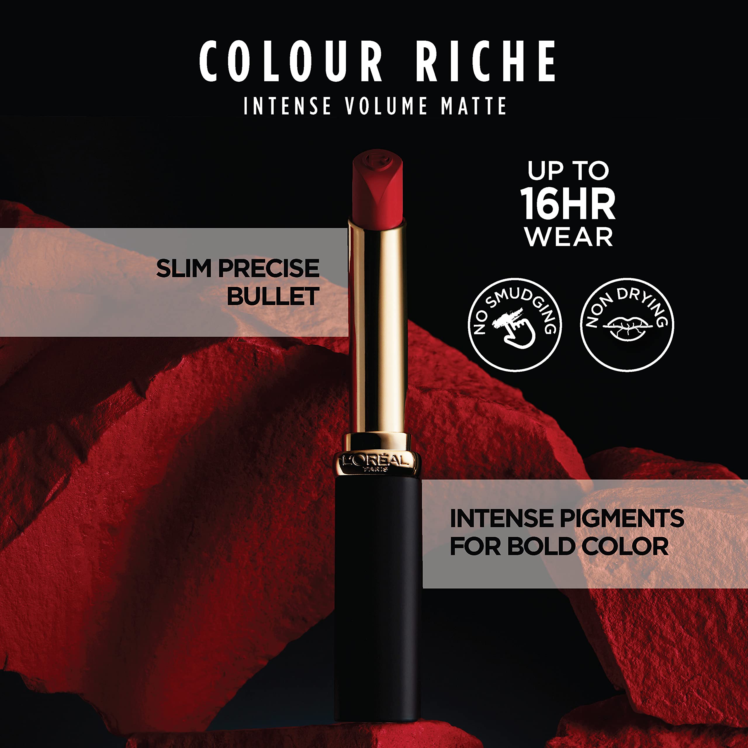 Swatch shows rich pigment with comfortable all-day wear.