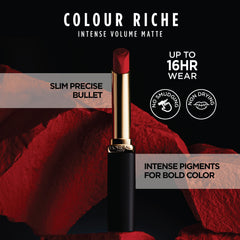 Swatch shows rich pigment with comfortable all-day wear.