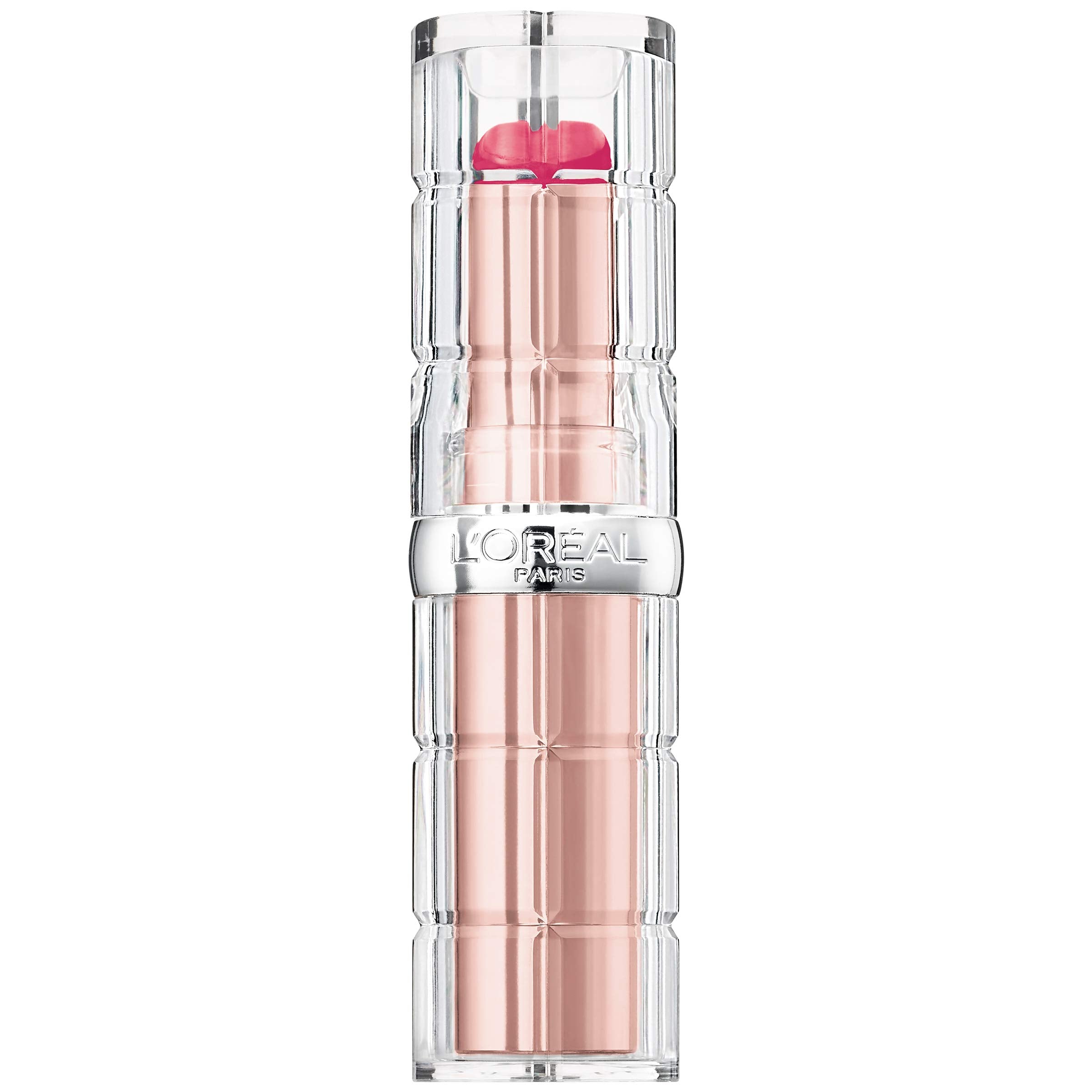 Swatch of L'Oreal Paris Colour Riche Plump and Shine showing sheer color and shiny glow