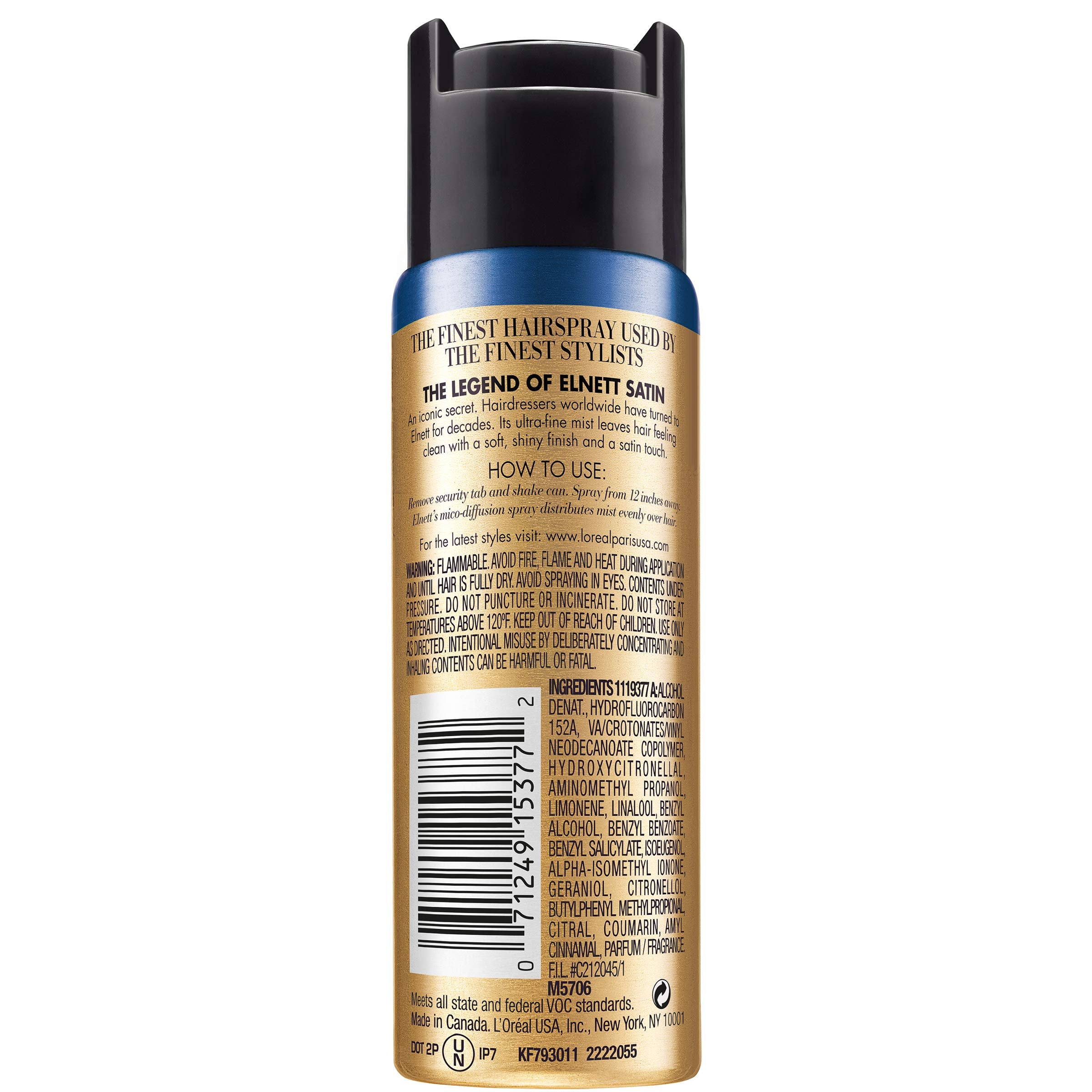 L'Oreal Paris Elnett satin finish hairspray offers brushable hold.