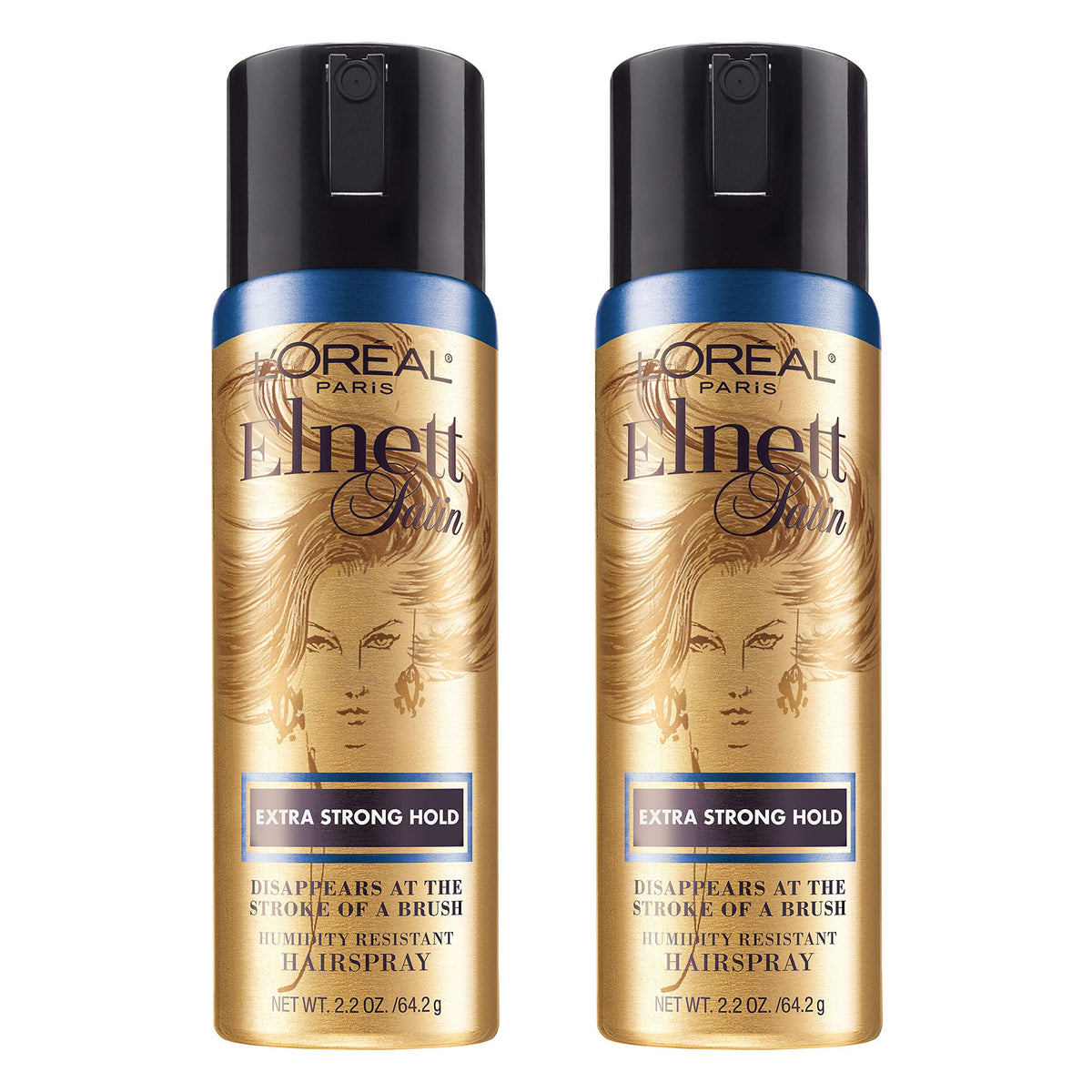 L'Oreal Paris Elnett extra strong hold travel-size bottle for on-the-go styling.