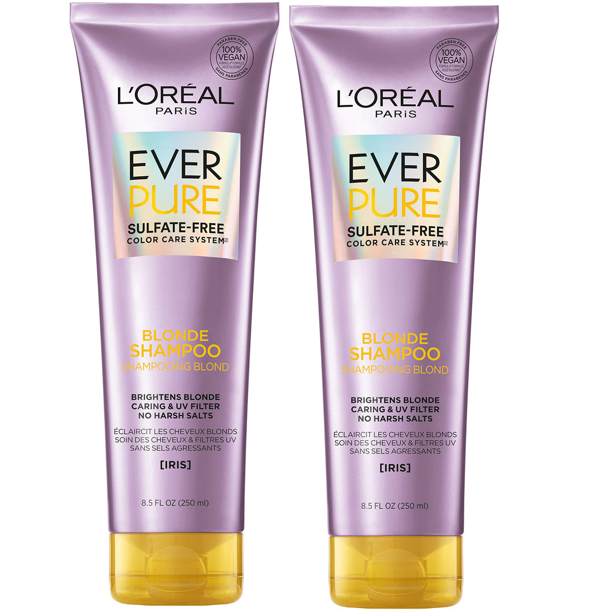 L'Oreal Paris EverPure Blonde Shampoo bottle; gentle cleansing for color-treated hair and brass neutralization.