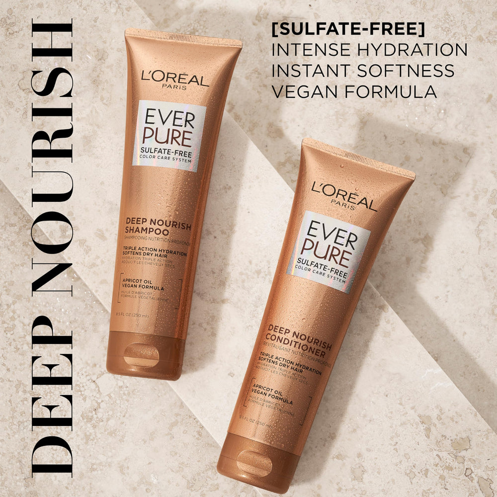 L'Oreal Paris EverPure conditioner bottle delivering deep nourishment for dry hair.