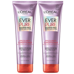 L'Oreal Paris EverPure Frizz-Defy bottle with marula oil for color-safe frizz control.