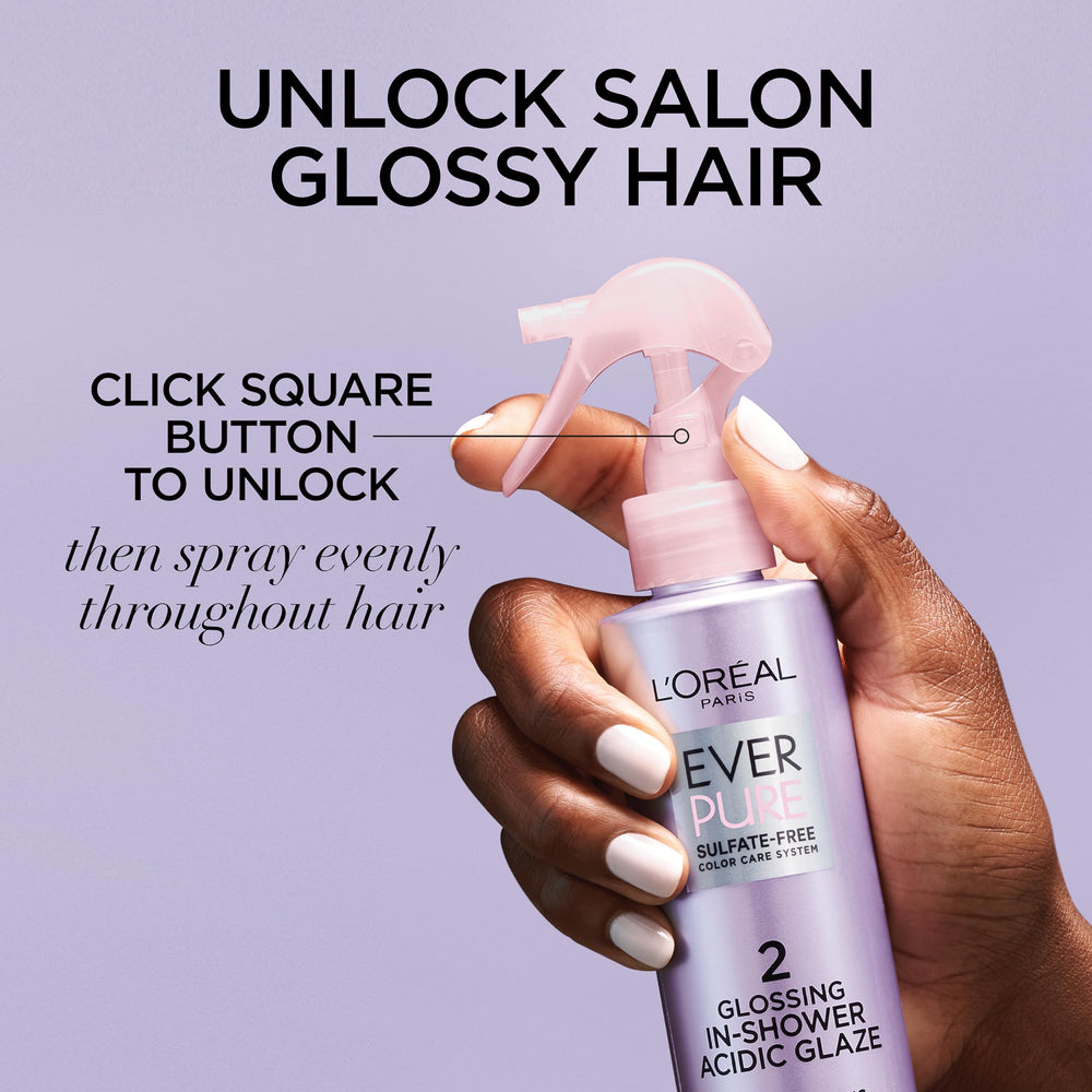 Hair after use with a glossy finish and smooth texture.