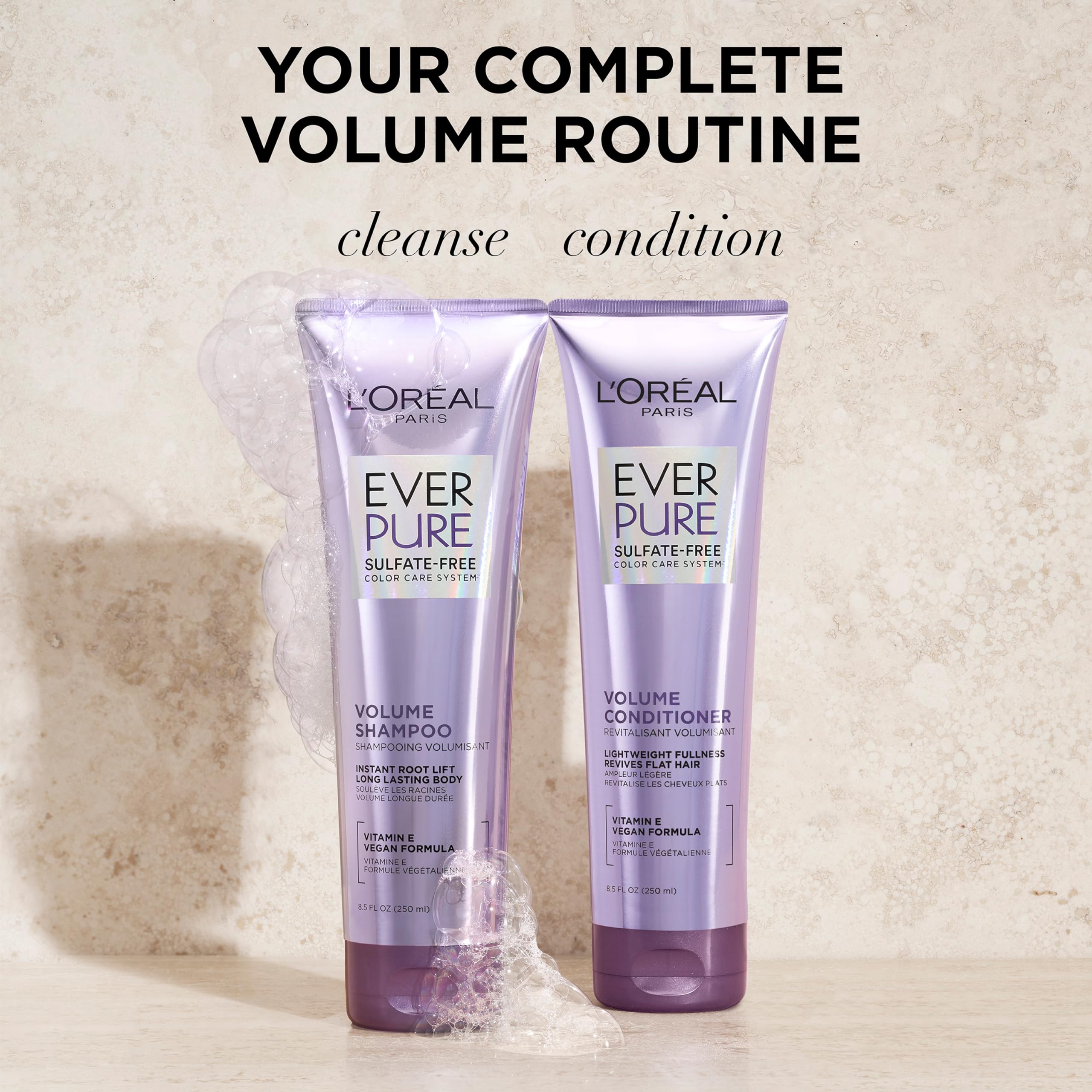 Luxurious lather of EverPure shampoo demonstrating gentle cleansing.