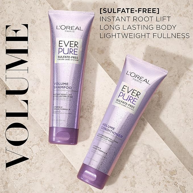 L'Oreal Paris EverPure Volume shampoo helps preserve color while cleansing gently.