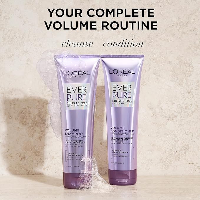 L'Oreal Paris EverPure Volume shampoo delivers a refreshing fragrance ritual.