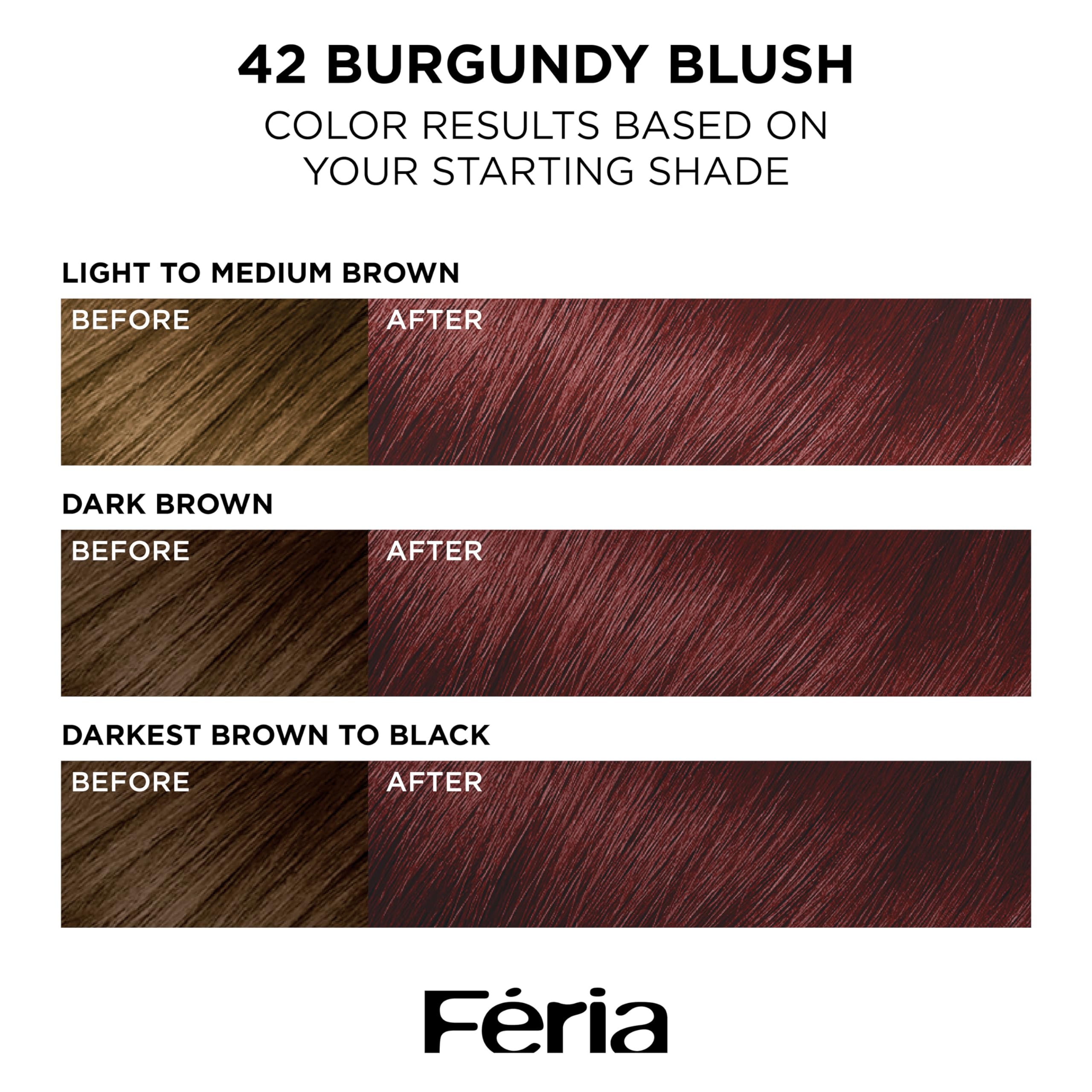 L'Oreal Paris Feria with 3X highlights delivers prismatic red shimmer across hair.