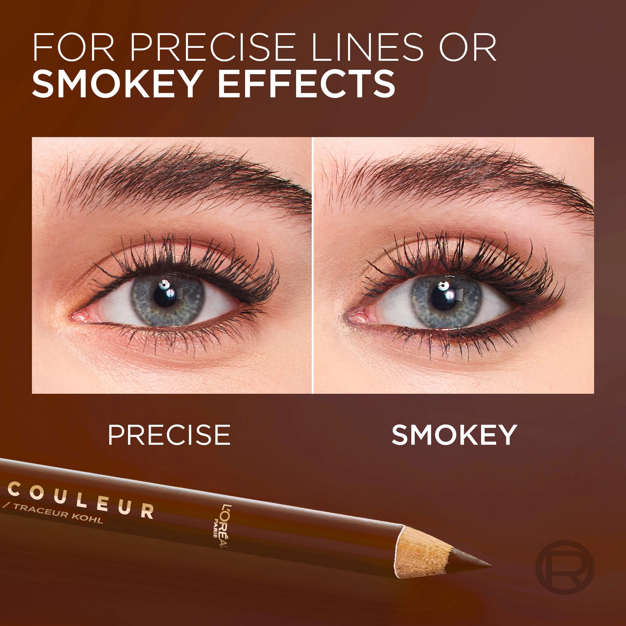 L'Oreal Paris Haute Couleur Kohl Eyeliner Bronze Chiffon dramatic look ready to wear.