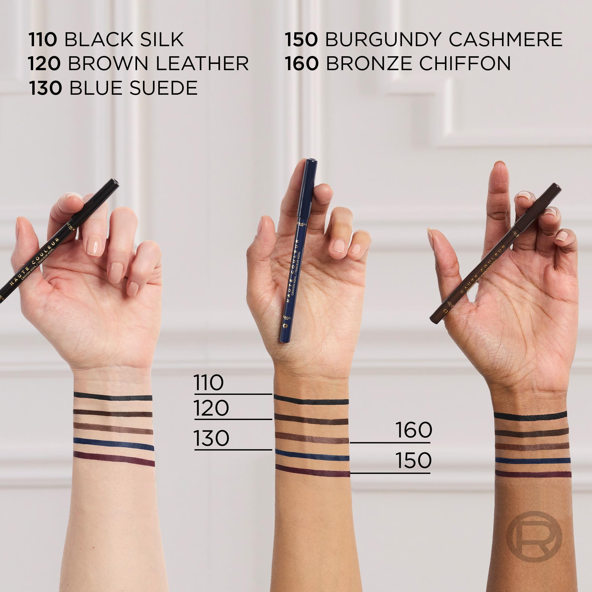 L'Oreal Paris Haute Couleur Kohl Eyeliner Bronze Chiffon on eyelid defines the eye.