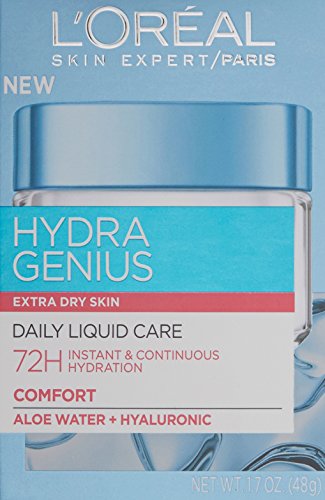 L\'Oreal Paris Hydra Genius bottle close-up highlighting aloe water for refreshed skin