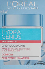 L\'Oreal Paris Hydra Genius bottle close-up highlighting aloe water for refreshed skin