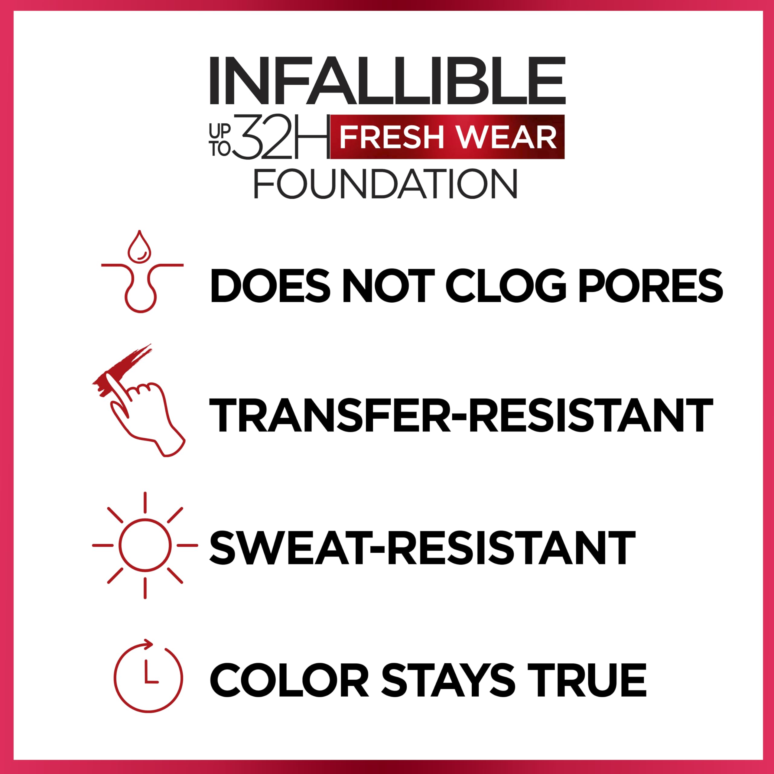 Swatch and pump applicator visible, illustrating easy, breathable coverage.