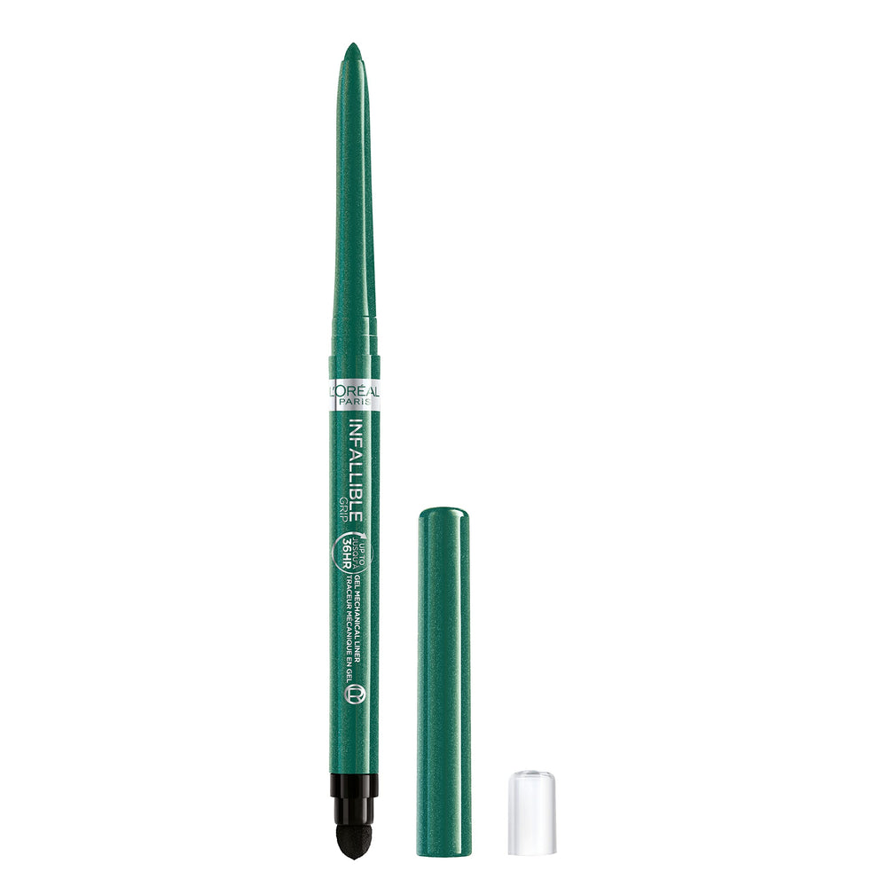 L’Oréal Paris Infallible Grip eyeliner pack in emerald green for long-lasting definition.