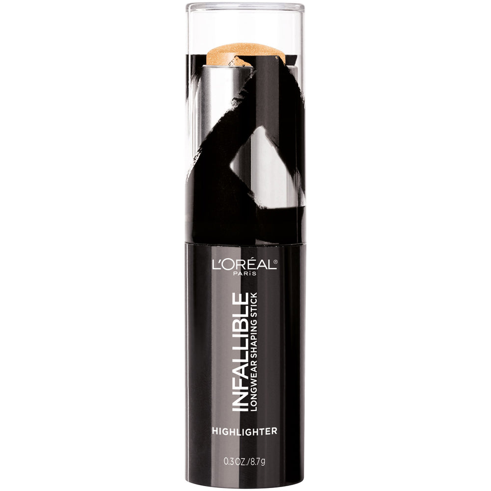 Shimmer pigments in Infallible highlighter stick brighten the complexion.