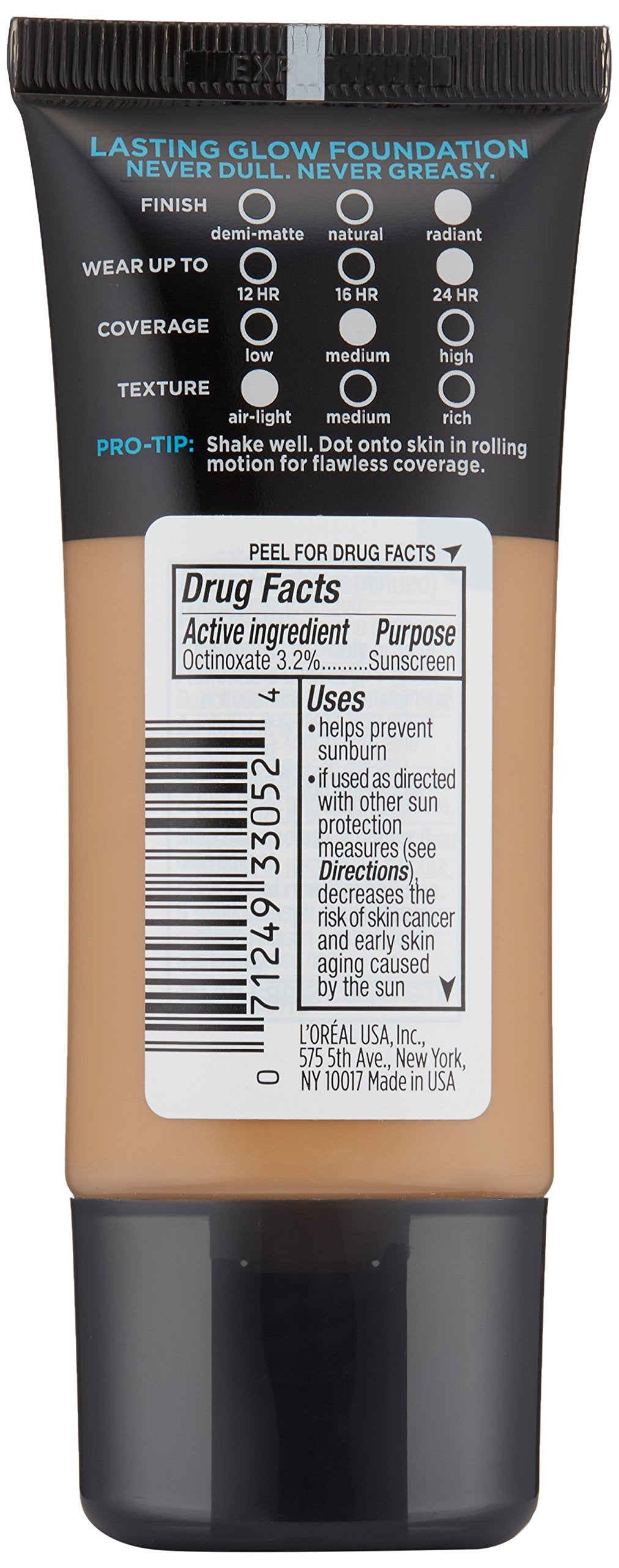 Close-up of foundation texture highlighting hydrating formula for normal to dry skin.