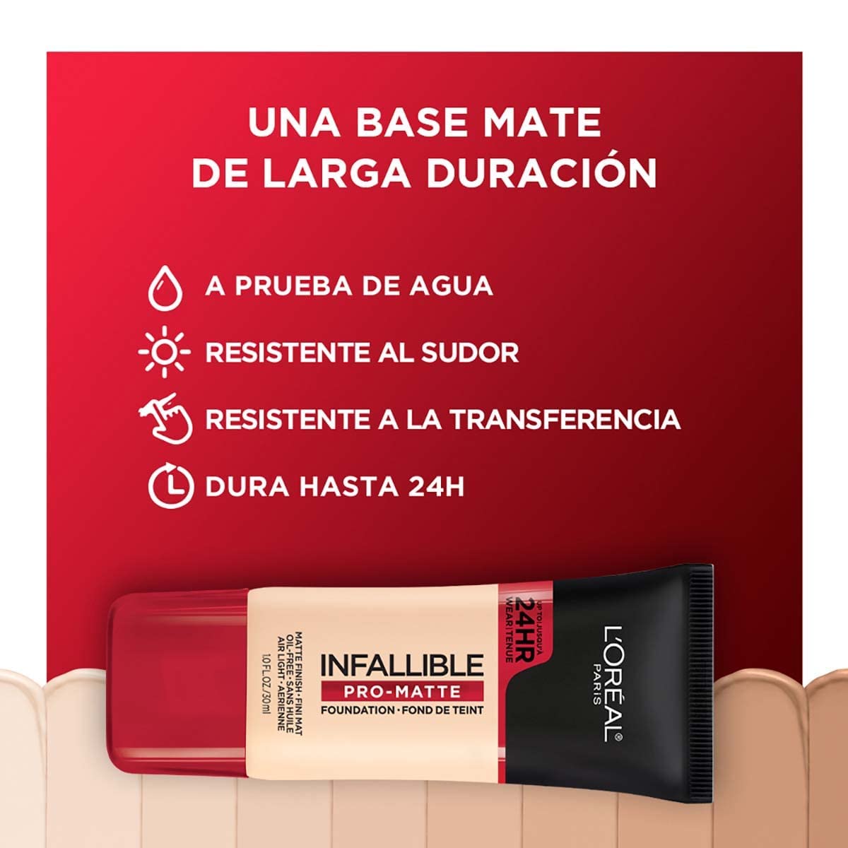 L'Oreal Paris Pro-Matte Natural Buff face application showcasing even coverage.