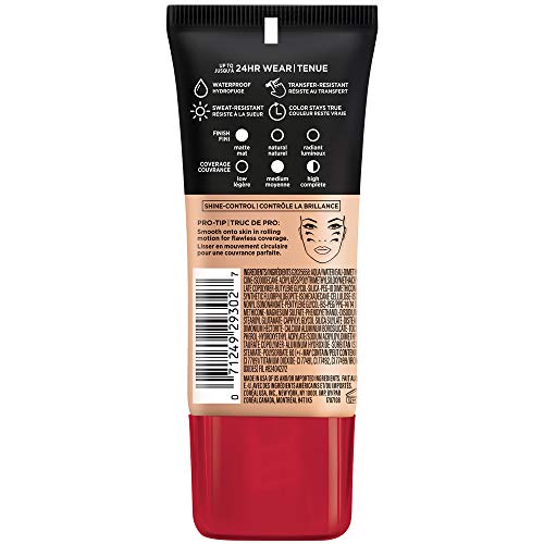 L'Oreal Paris Pro-Matte foundation swatches in Natural Buff showing smooth, even tone.