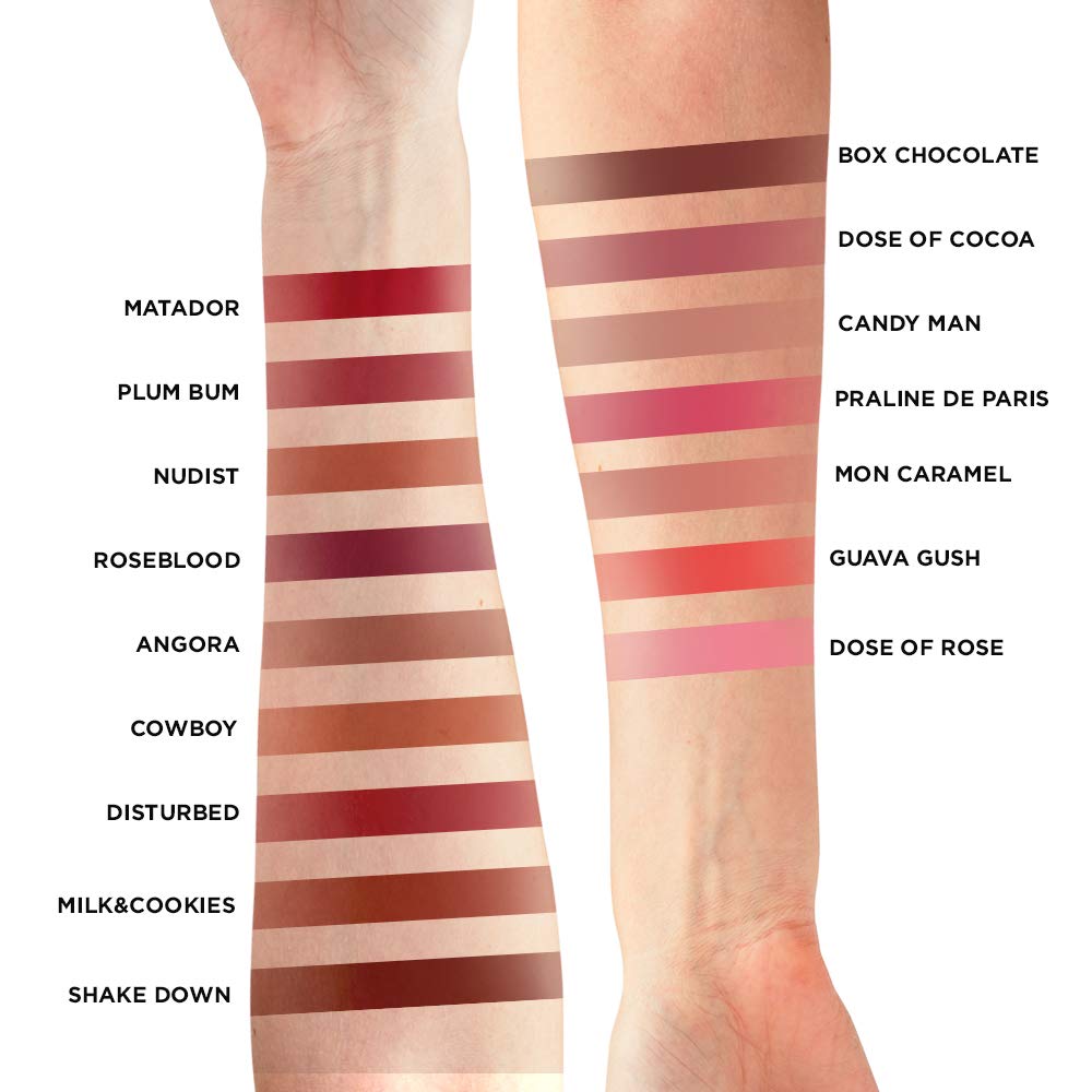 Lips wearing Shake Down bold, long-lasting matte color