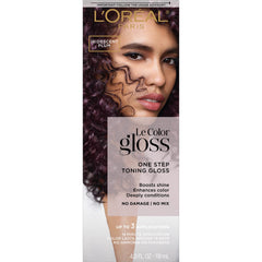 L’Oréal Paris Le Color Gloss iridescent plum bottle adds subtle color and conditioning.