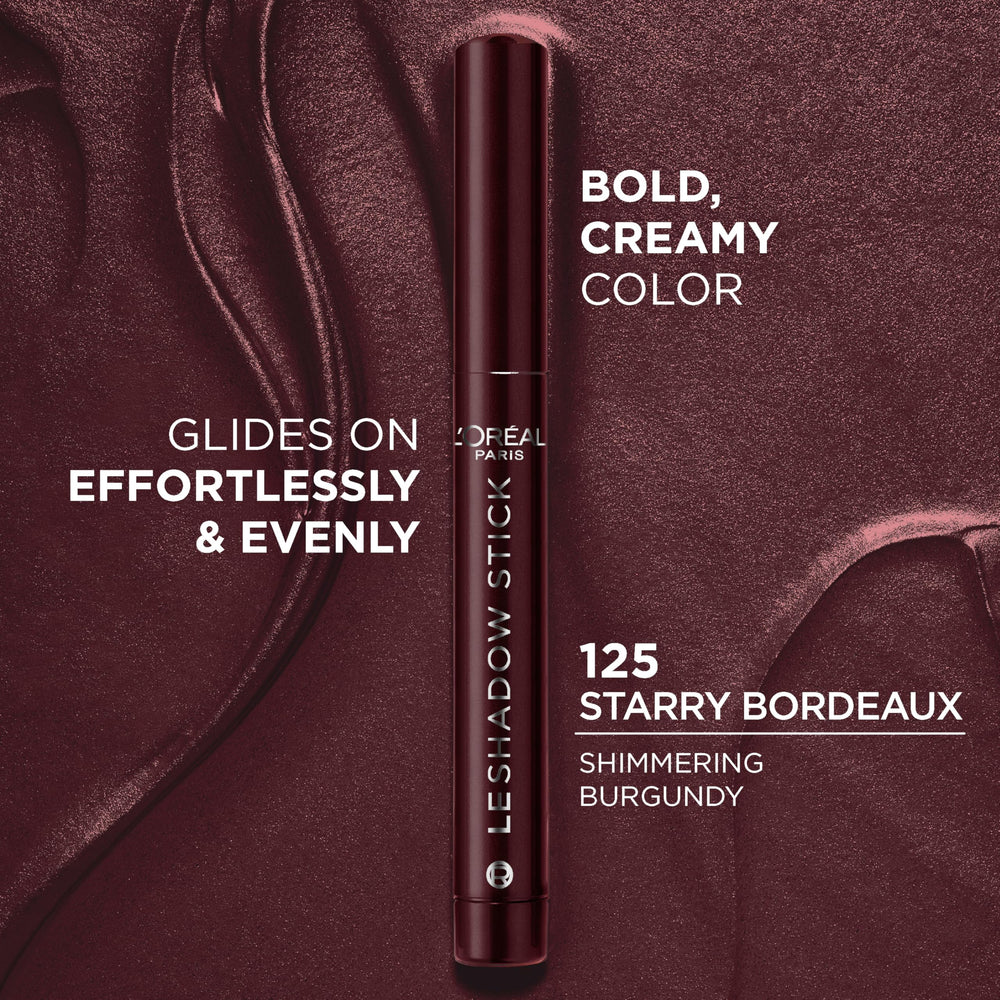 L'Oreal Paris Le Shadow Stick Smokeys Starry Bordeaux cream texture enables smooth blending.
