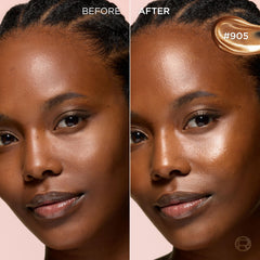 L'Oreal Paris Lumi Glotion on face and body highlights natural radiance.