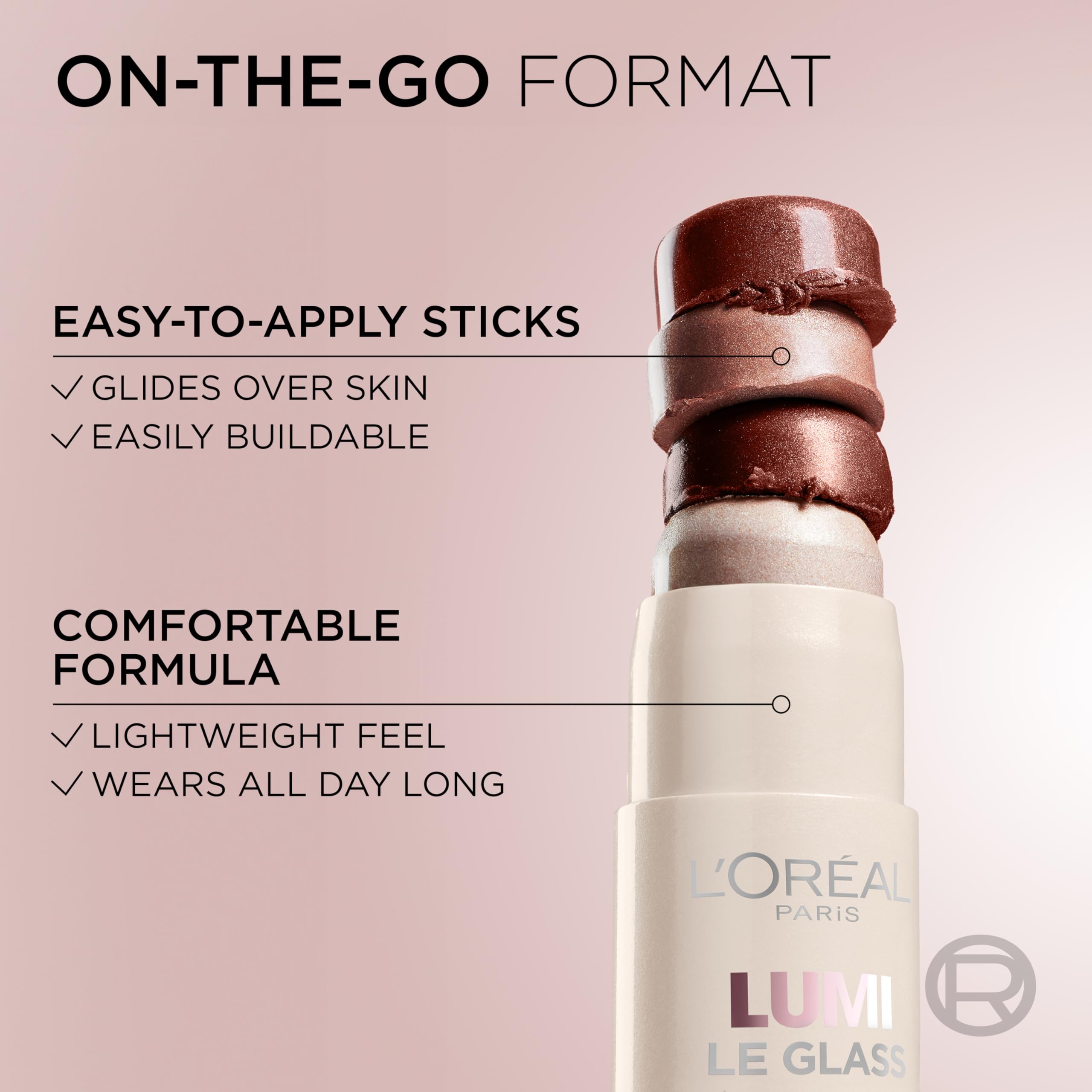 L'Oreal Paris Lumi Le Glass Highlighter Stick offers glassy translucent shade for versatile finishing.