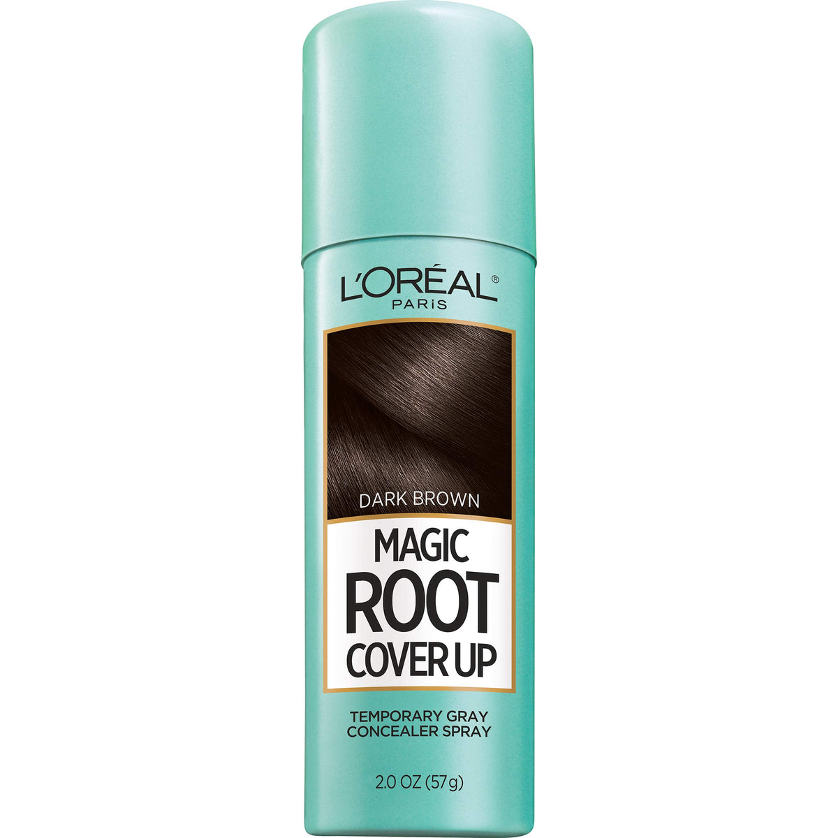 L'Oreal Paris Magic Root Cover Up spray on dark brown roots for quick concealment