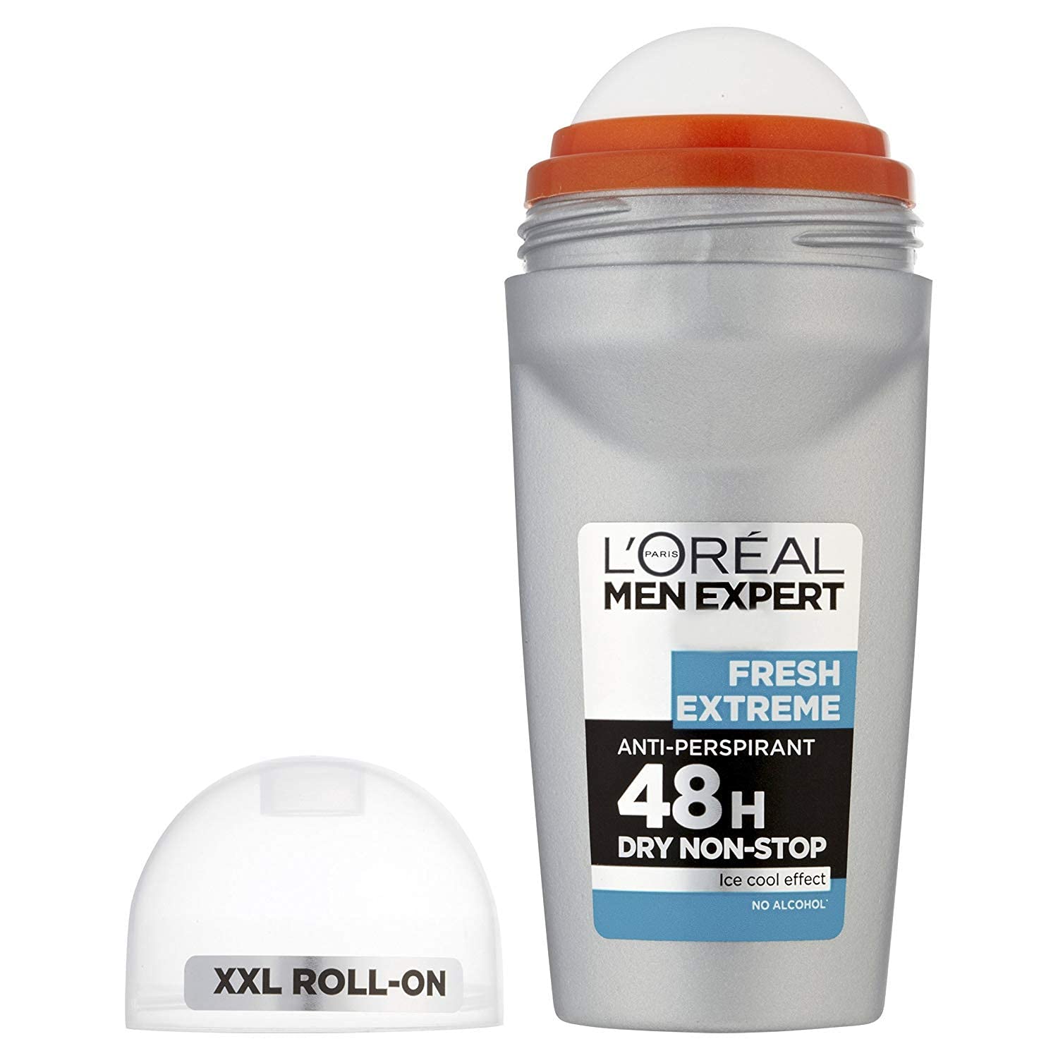 L'Oreal Paris Men Expert Fresh Extreme close-up of the minty roll-on bottle.