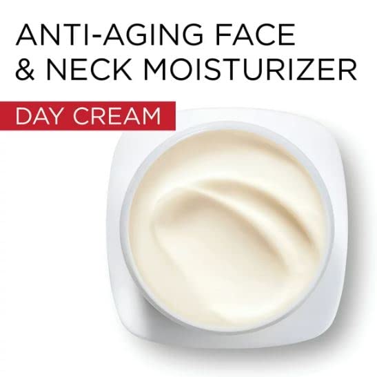 L’Oréal Paris Revitalift cream texture swirl indicates rich moisturizing feel.