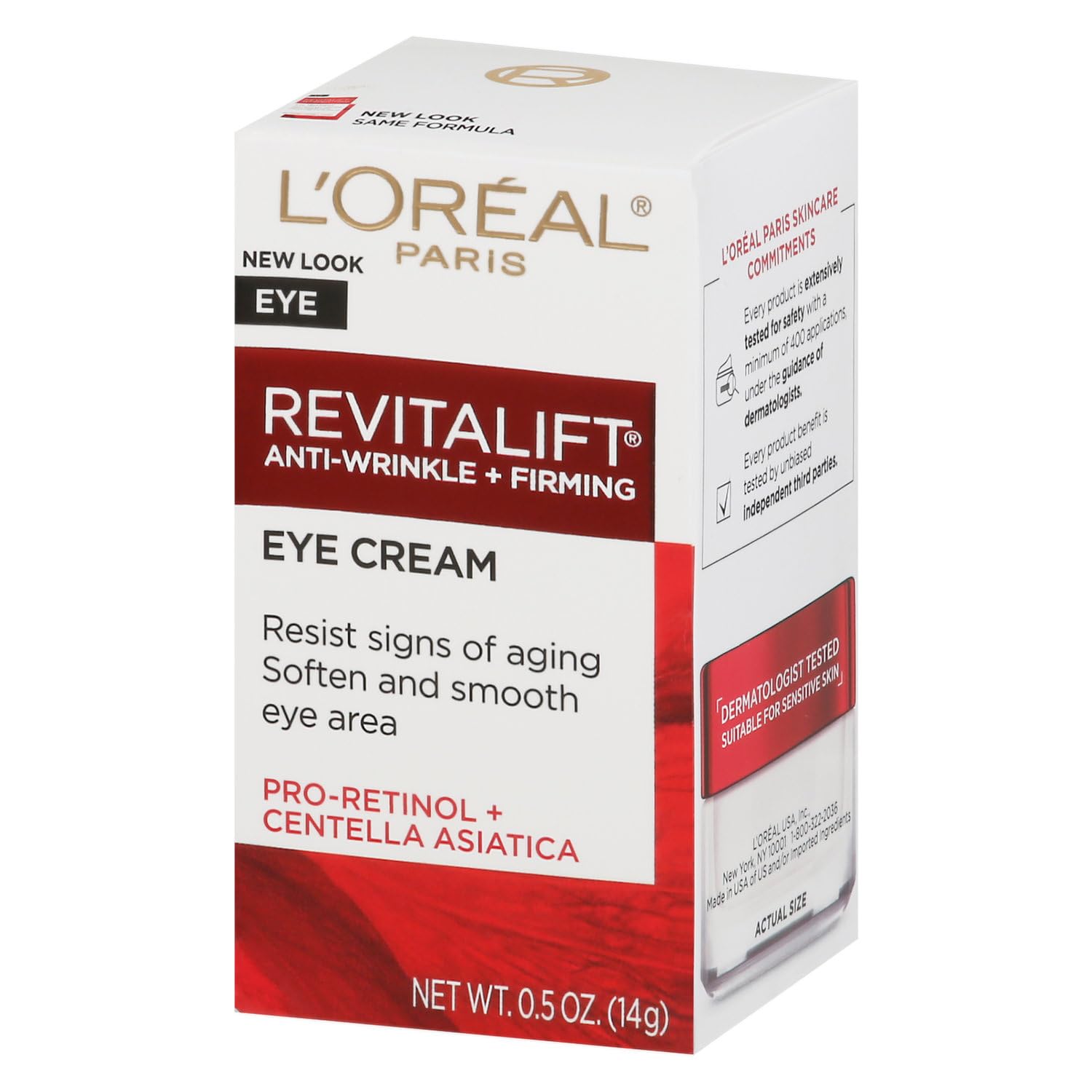 L'Oreal Paris RevitaLift eye cream jar glides smoothly over the eye area