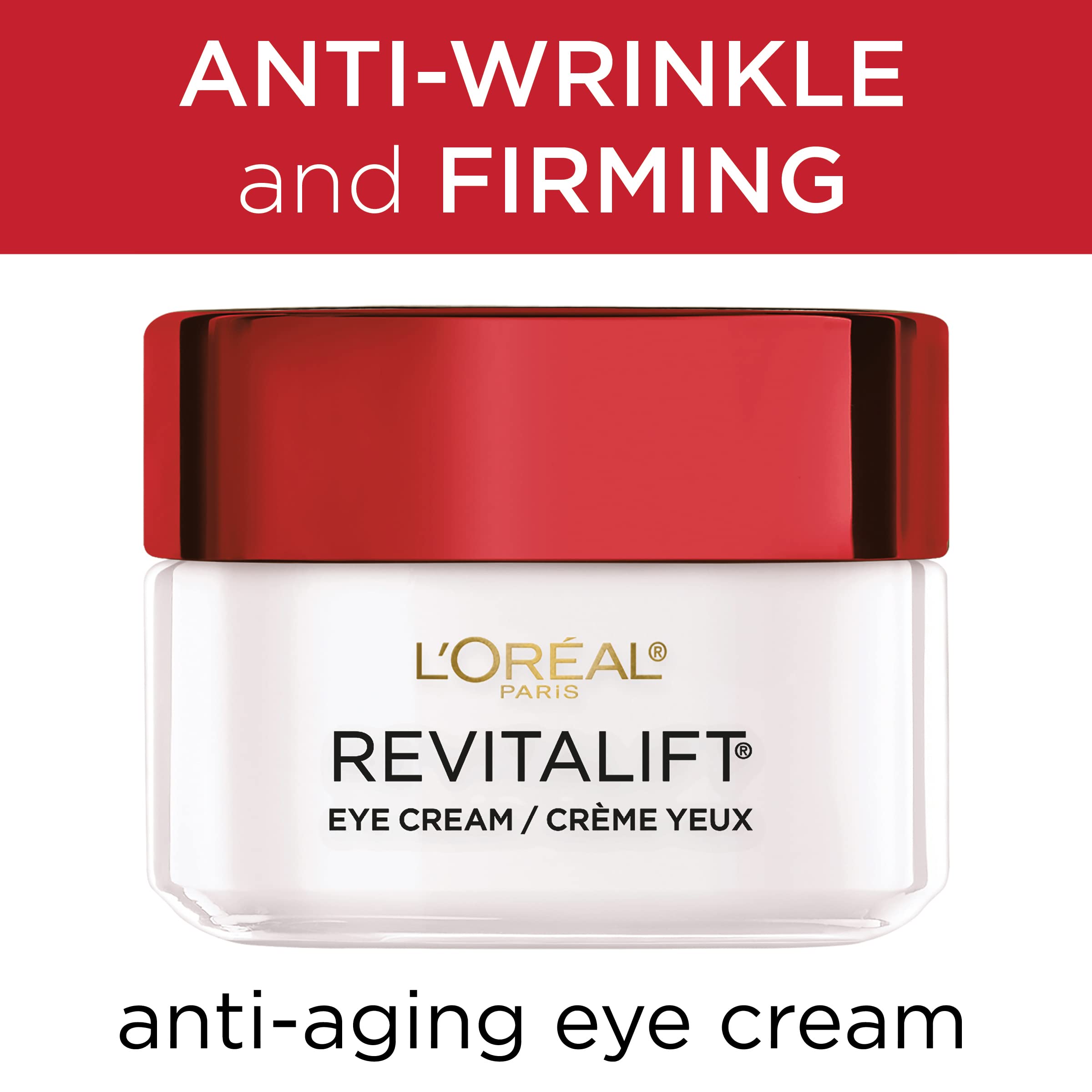 L'Oreal Paris Revitalift eye cream ophthalmologist-tested label confirms compatibility with contact lenses