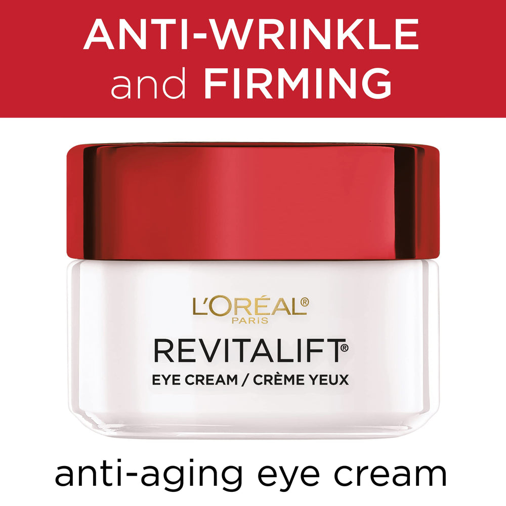 L'Oreal Paris Revitalift eye cream ophthalmologist-tested label confirms compatibility with contact lenses