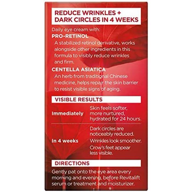L'Oreal Paris RevitaLift eye cream packaging emphasizes compact, travel-ready care