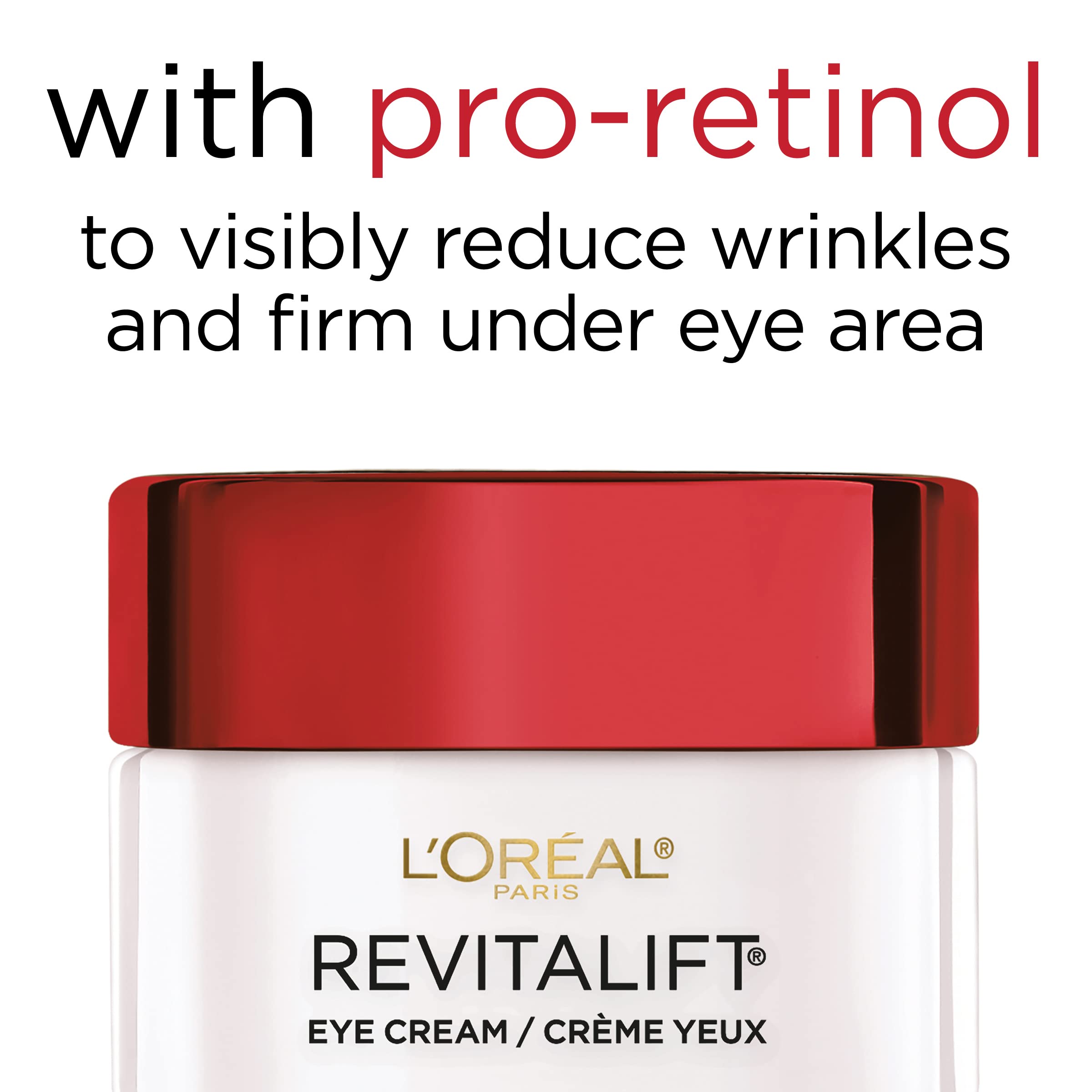 Cream texture close-up shows fragrance-free formula for sensitive eyes