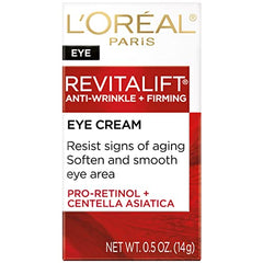 L'Oreal Paris Revitalift eye cream tube application demonstrates easy, non-greasy use