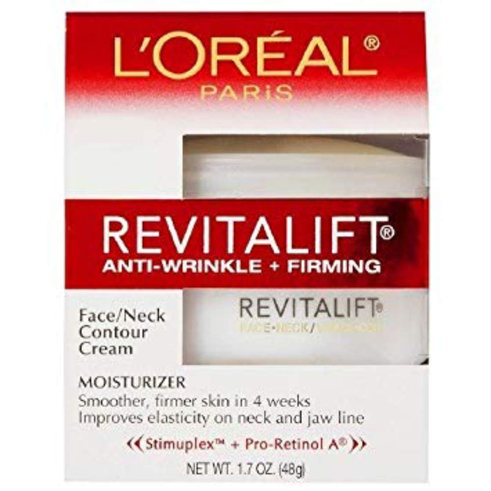 L'Oreal Paris Revitalift day cream bottle delivers firming hydration for face and neck