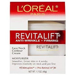 L'Oreal Paris Revitalift day cream bottle delivers firming hydration for face and neck