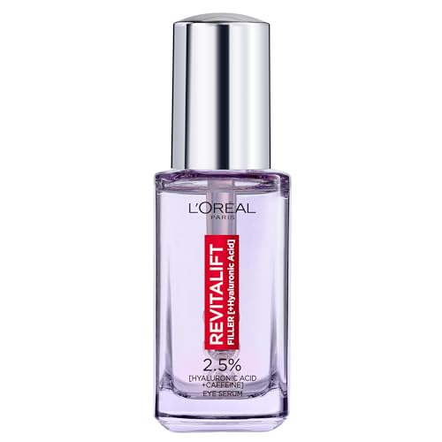 L'Oreal Paris Revitalift Filler Eye Serum tube ready for quick daily application.