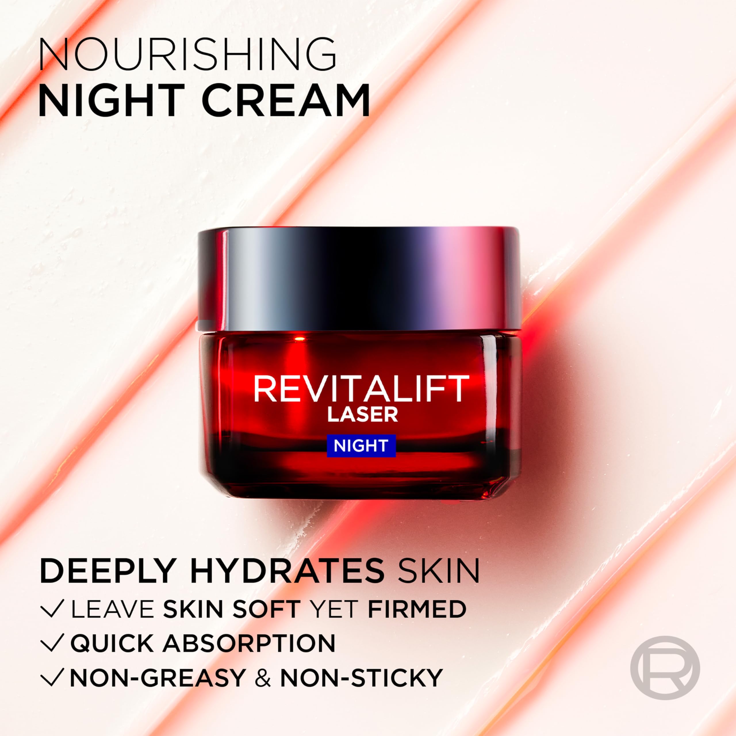 L'Oreal Paris Revitalift Laser Renew Night Cream close-up showing creamy texture