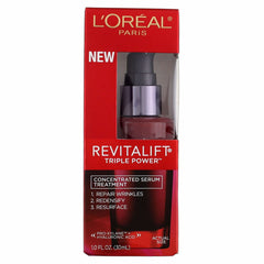 L'Oreal Paris RevitaLift serum bottle front view for anti-wrinkle care