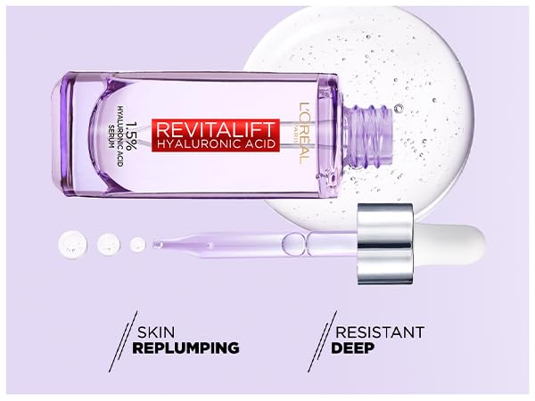 Droplet on fingertip from Revitalift Filler dropper delivering concentrated HA