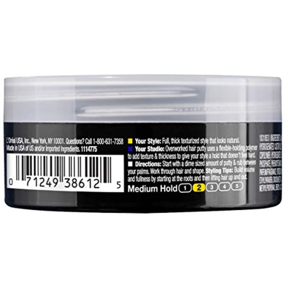 L'Oreal Paris Studio Line texture-overworked-hair-putty enables reworkable styling.