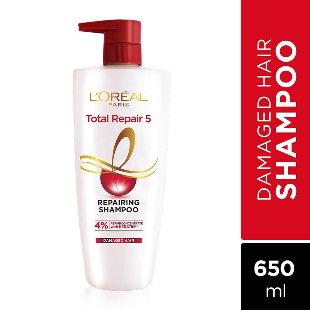 Styled hair after washing with L'Oreal Paris Total Repair 5 shampoo for a clean, manageable look.
