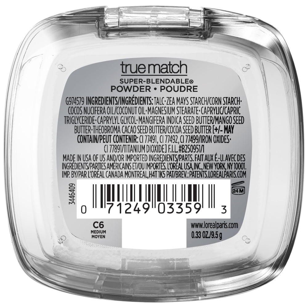 Apply True Match powder over makeup for a natural, even finish