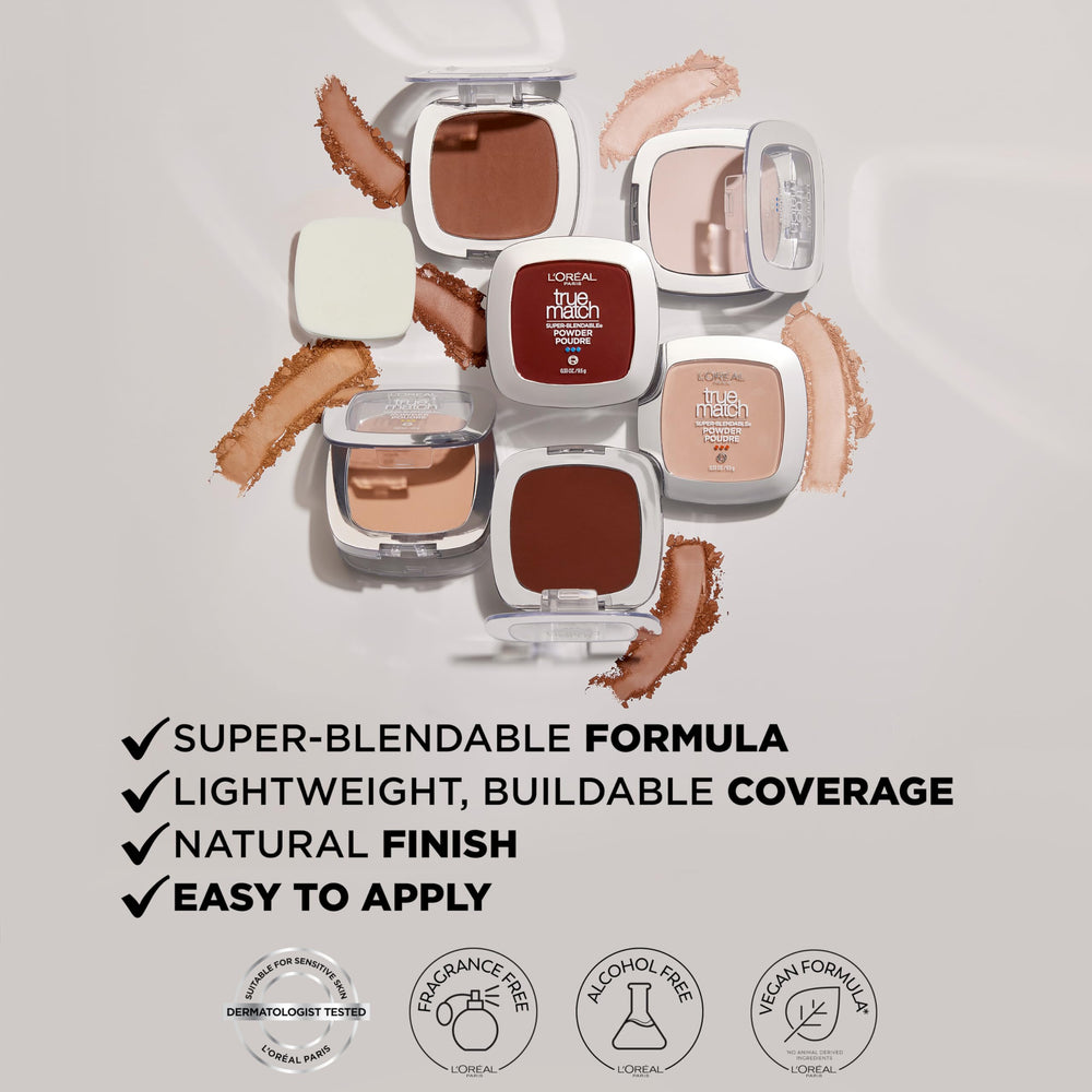 L’Oréal Paris True Match powder blotting shine in the T-zone.