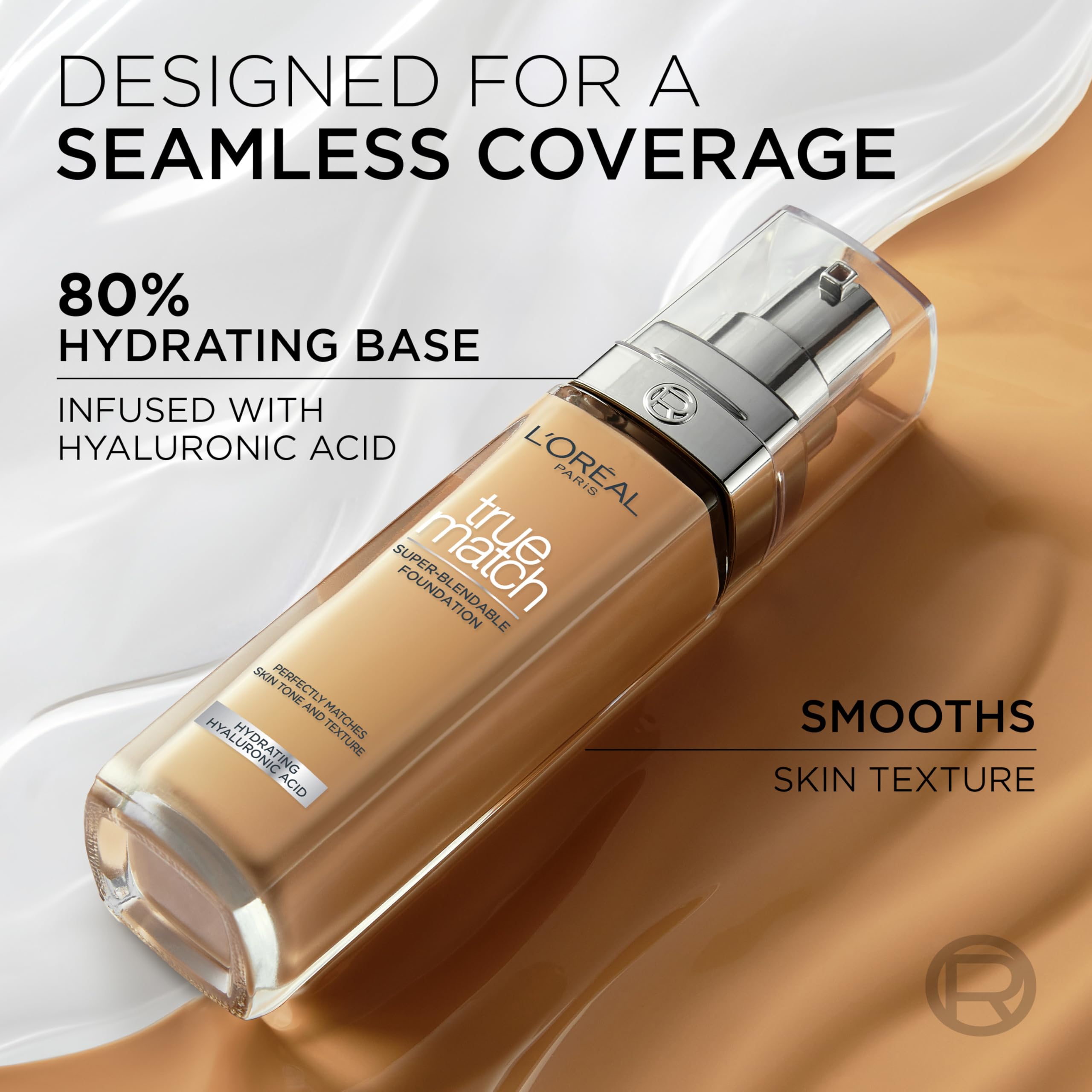 L'Oreal Paris True Match swirl on skin demonstrates a natural, even finish.